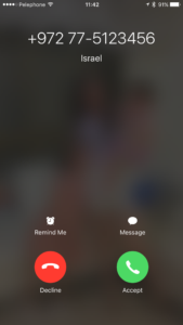 Israely International number presented on mobile screen - customized caller ID